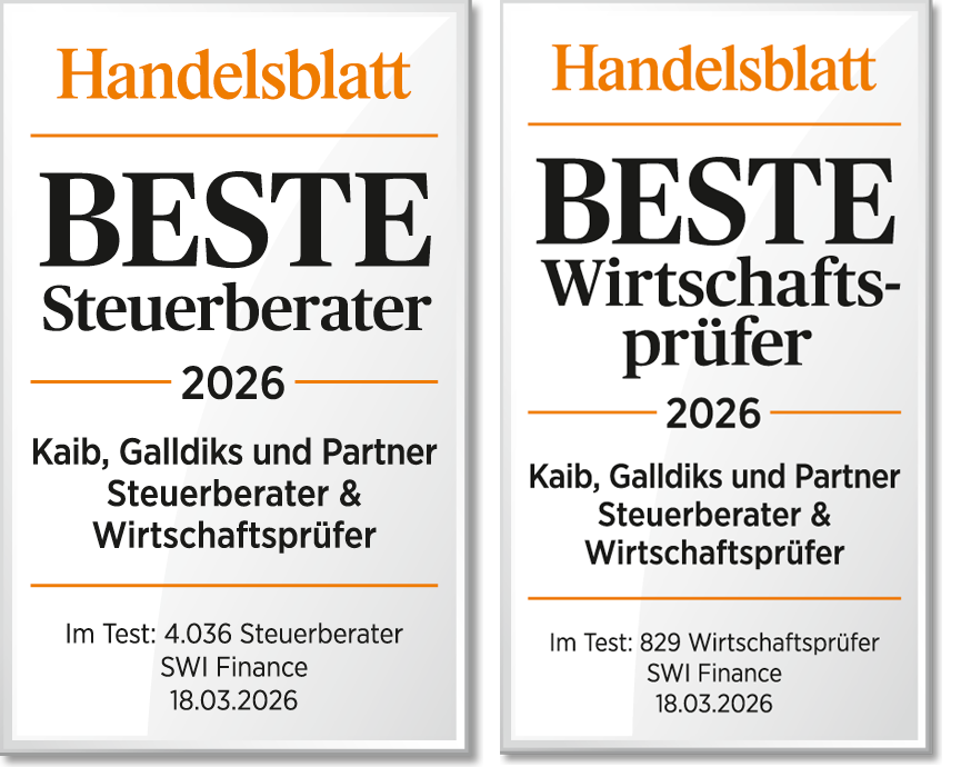 Auszeichnungen Beste Steuerberater und Wirtschaftsprüfer 2025 vom Handelsblatt.